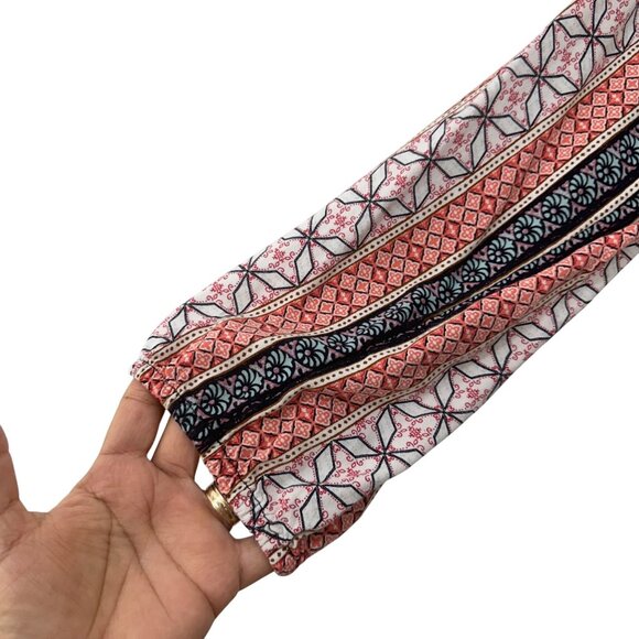 Abercrombie & Fitch Womens Boho Floral Stripe V-Neck Long Sleeve Blouse Top M - Picture 8 of 9